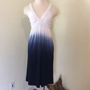Braided Strap V Neck Ombré Dress